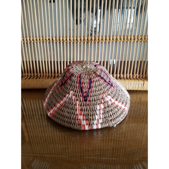 Tribal Orange and Tan Woven Small Bowl, Home Decor, Organization - Picture 9 of 10
